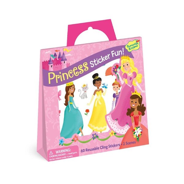 Peaceable Kingdom Kids/Children Reusable Cling Sticker Princess Scene w/ Tote 3+