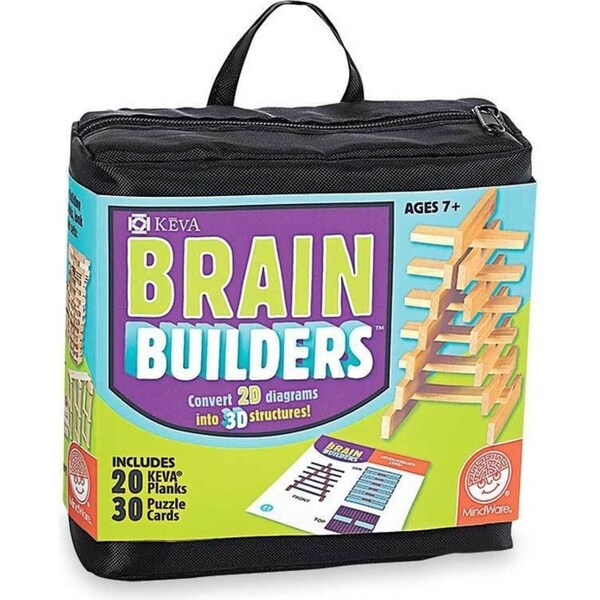 Mindware Keva Brain Builders Building Wooden Planks Puzzle Cards w/ Bag Kids 7y+