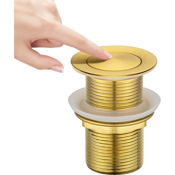 32/40mm Brushed Gold Pop Up Waste Bathroom Vanity Basin Brass Push Plug No Overflow