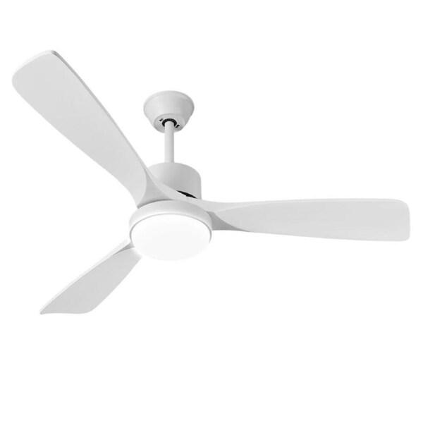 Krear 52" Ceiling Fan With Light Wooden Blade Fans DC Motor Remote Control White For Living Room