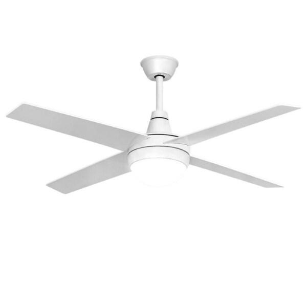 Krear 52" Ceiling Fan LED Light Remote Control Wooden Blades Timer 6 Speed White For Living Room