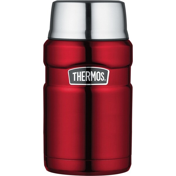 Thermos Stainless Steel King Vacuum Insulated Durable Food Jar Red 710ml