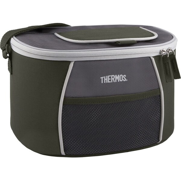 Thermos E5 Portable On The Go Insulating 12 Can Cooler w/LDPE Liner Grey/Green