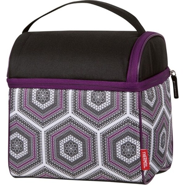 Thermos Raya Double Pack-In Portable On The Go Lunch Bag Purple Hexagon Set
