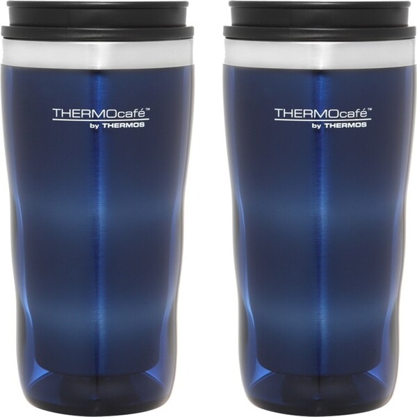 2PK THERMOcafe Stainless Steel Inner Plastic Outer Travel Tumbler Blue 470ml