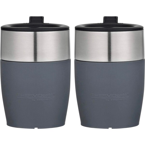 2PK THERMOcafe Stainless Steel Double Wall Portable Travel Coffee Cup Grey 230ml