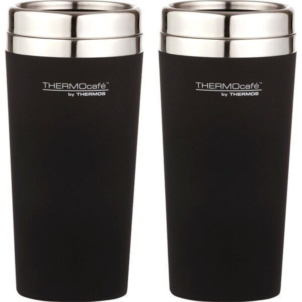 2PK THERMOcafe Soft Touch Tumbler with Stainless Steel Inner Matte Black 420ml
