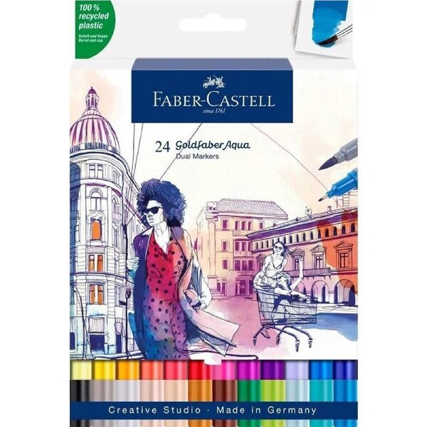 Faber-Castell Goldfaber Aqua Dual Tip Markers Assorted Pack 24