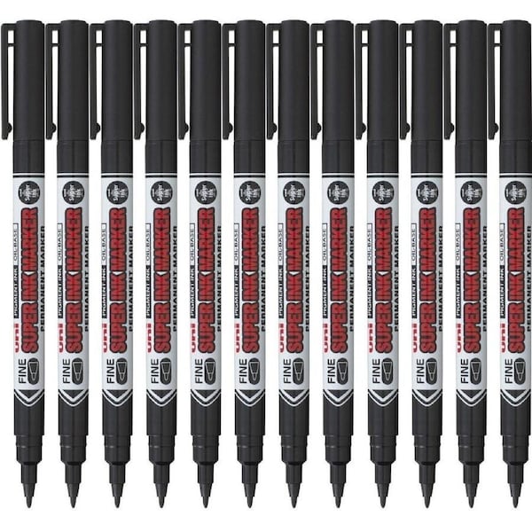 Uni-Ball PNA-125 Super Ink Permanent Marker Fine Black Box 12