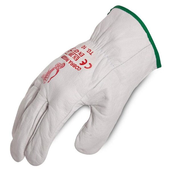 Cobra Grey Natural Grain Cow Leather Riggers Work Gloves Size 9 (Large)