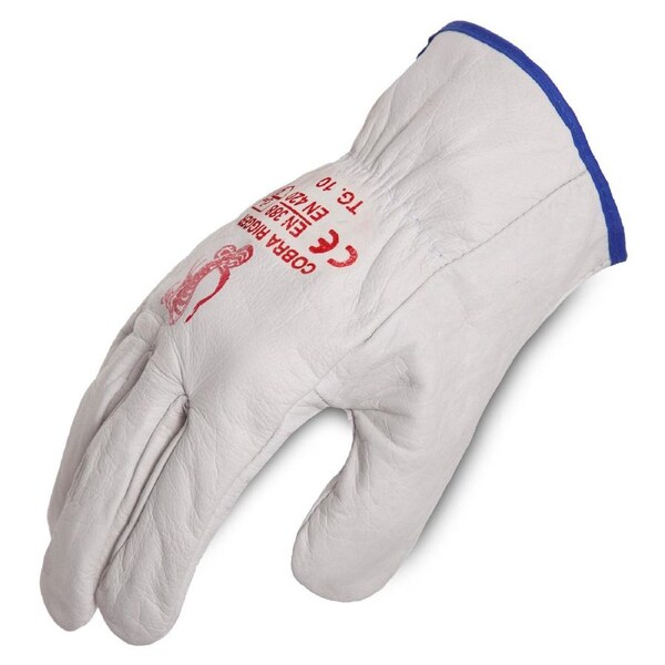 Cobra Grey Natural Grain Cow Leather Riggers Work Gloves Size 10 (XLarge)