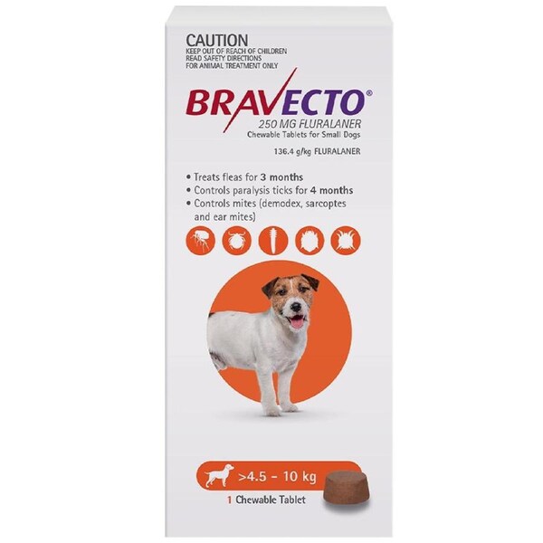 Bravecto For Small Dogs 4.5-10kg (Orange)