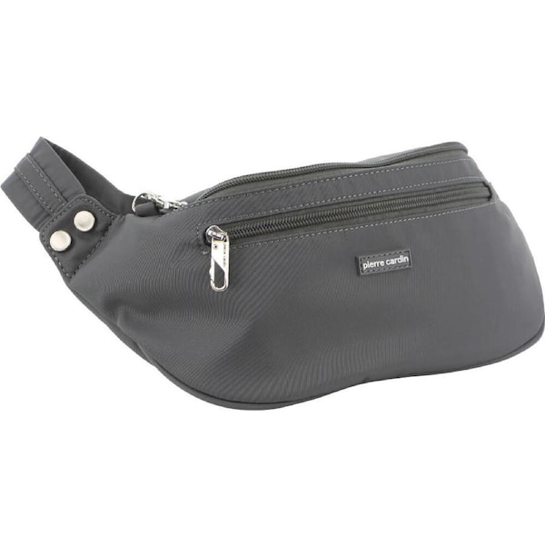 Pierre Cardin Anti-Theft Waist Bum Bag Belt Pouch Travel Hiking Zip Wallet - Grey