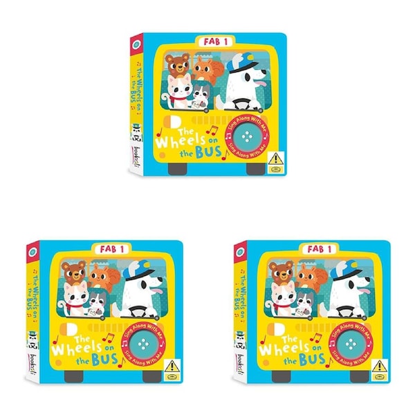 3x Bookoli Wheels On The Bus Sing Along Book Nursery Rhyme Sound Kids/Children