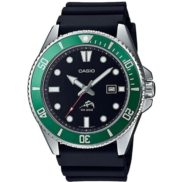 Casio Duro Marlin Silver/Black Green Men's 200m Analog Divers Watch MDV-106B-1A3