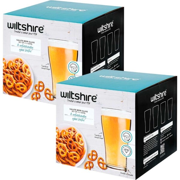 Wiltshire Salute Beer Glasses 425ml - Set of 8