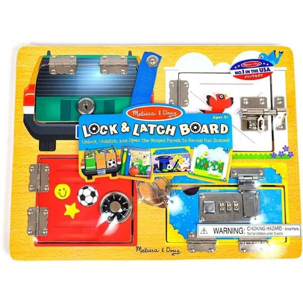 Melissa & Doug Wooden Lock & Latches Board Playset