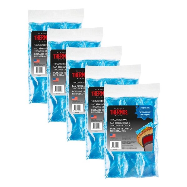 5PK Thermos 18 Cube Reuasble Camping Cooler Outdoor Ice Mat Freezer Cubes