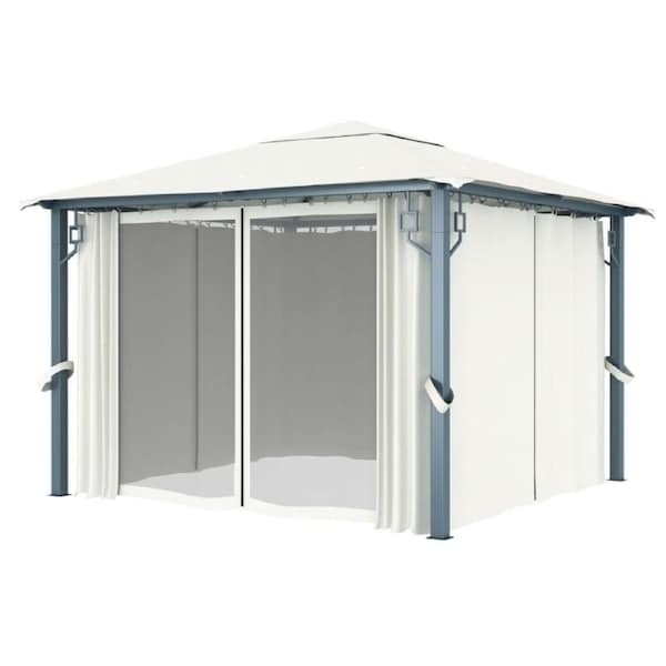 3x3m Outdoor Waterproof Patio Gazebo Pavilion Canopy Party Tent with Curtains
