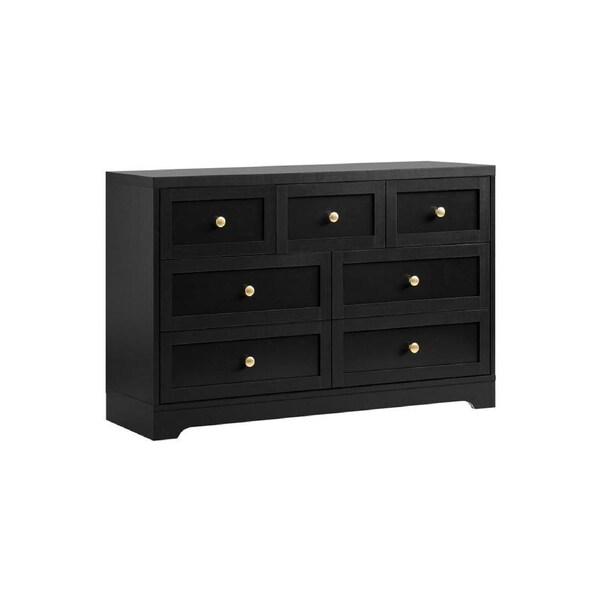 DAIN Chest of Drawers with 7 Drawers Dresser Tallboy Storage Cabinet Black