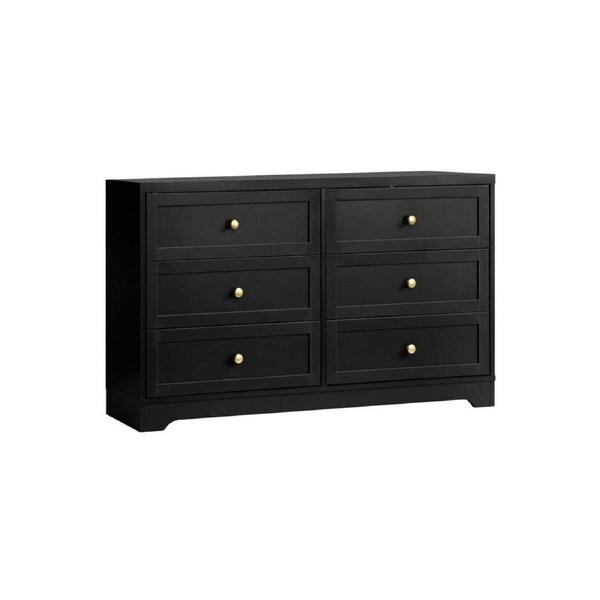DAIN Chest of Drawers with 6 Drawers Dresser Tallboy Storage Cabinet Black