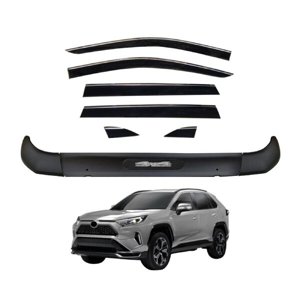 Stainless Trim Weather Shields + Bonnet Protector for Toyota RAV4 2019-2026