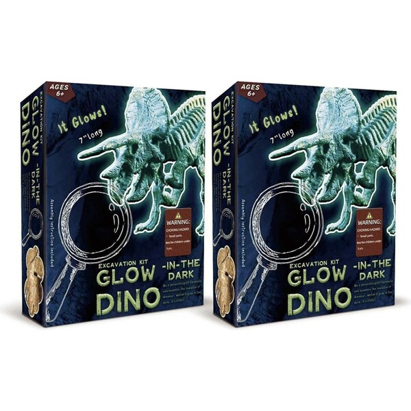 2PK Kaper Kidz Glow In The Dark Triceratops Kids/Childrens Excavation Kit 6y+