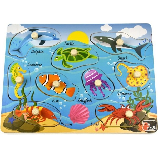 Koala Dream 2 In 1 Sea Animal Kids/Childrens Early Learning Peg Puzzle 18m+