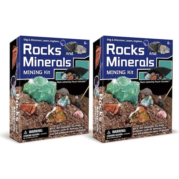 2PK Kaper Kidz Dig & Discover Rocks And Minerals Kids Mining/Excavation Kit 6+