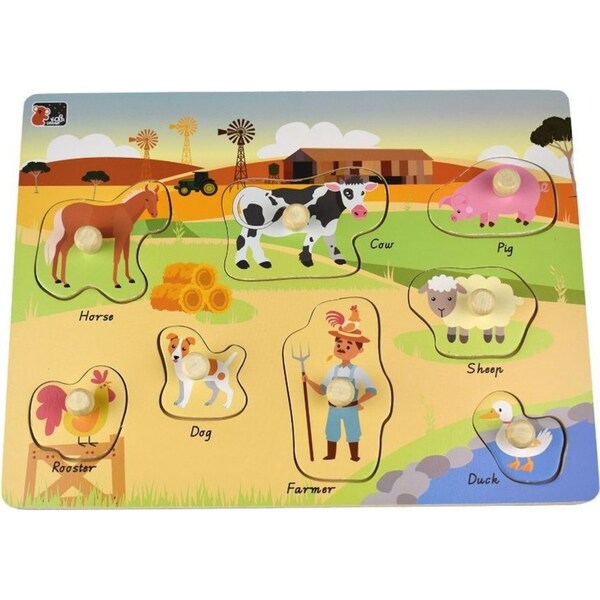 Koala Dream 2 In 1 Australian Farm Kids/Childrens Early Learning Peg Puzzle 18m+