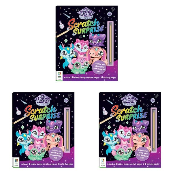 3x Hinkler Magic Mixies Mixlings Scratch Surprise Reveal Activity Book Kids 3+