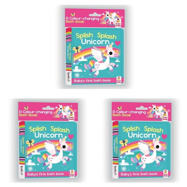 3x Bookoli Bath Book Colour-Changing Magic Unicorns Kids/Children Fun Activity