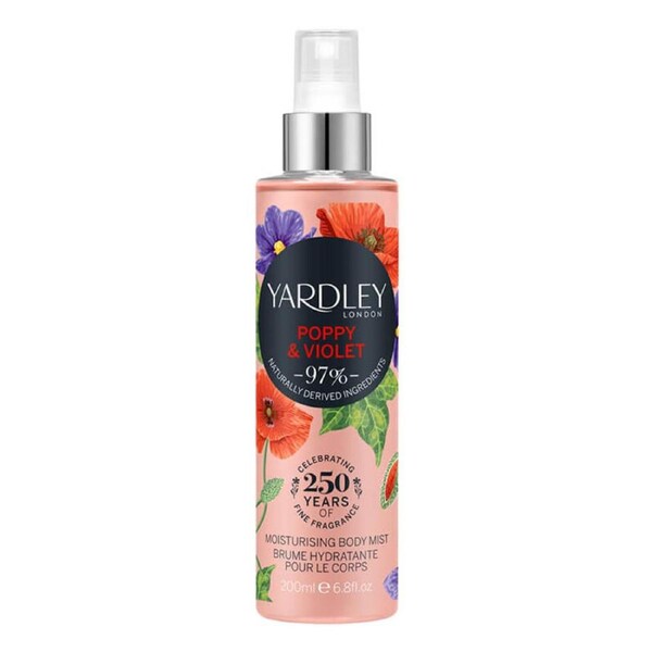 Yardley Poppy & Violet Moisturising Body Mist 200ml (L) SP