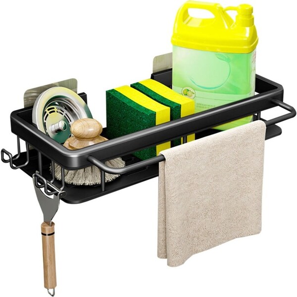 SOGA 34cm Kitchen Sink Storage Organiser Space Saving Adhesive Shelf Rack