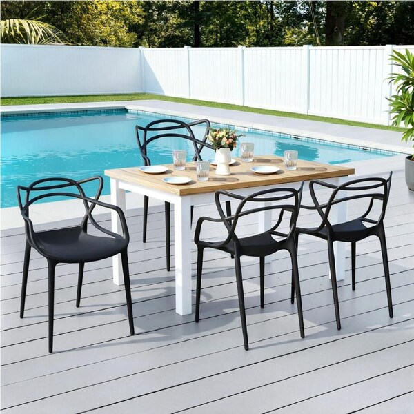 4x Gardeon Outdoor Dining Chairs PP Portable Stackable Chair Patio Furniture