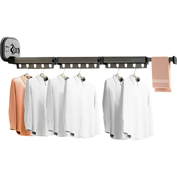 SOGA 127.5cm Suction-Mounted Retractable Clothing Drying Rack Foldable Hanger
