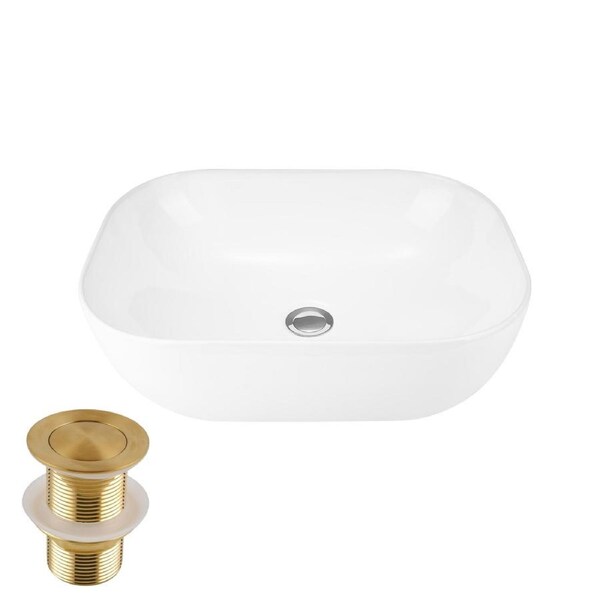 ACA 49x39CM Ceramic Bathroom Basin Sink Vanity Above Counter Basins White Hand Wash With Pop Up Waste Set