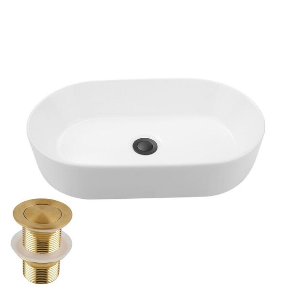 ACA 530MM Bathroom Ceramic Vanity Basin Bathroom Sink Above Counter Wash Bowl With Pop Up Waste Set
