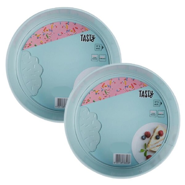 Tasty Non Stick 24cm Round Springform Round Cake Tin - 2 Pack