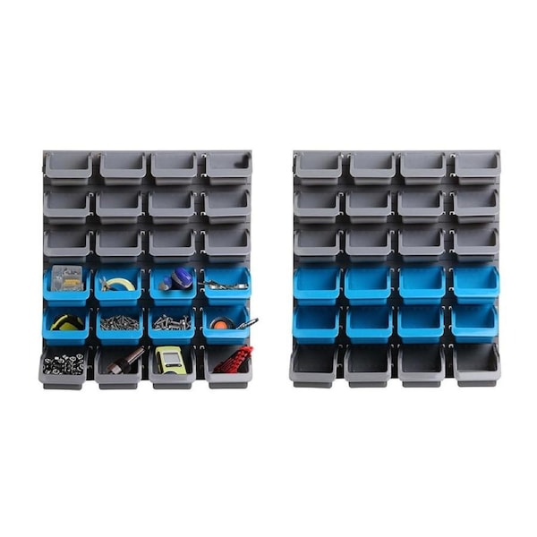 48 Bin Wall Mounted Storage Rack Shelf Organiser Nuts Bolts Garage Containers