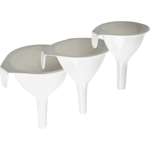 3pc Cuisena Compact Plastic Liquid Fluid Grain Funnel Set Kitchen Utensil White