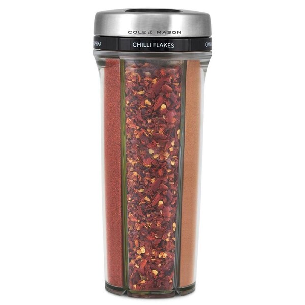 Cole Mason Saunderton 5-Chambers 19cm Spice Cylinder Container Storage Silver
