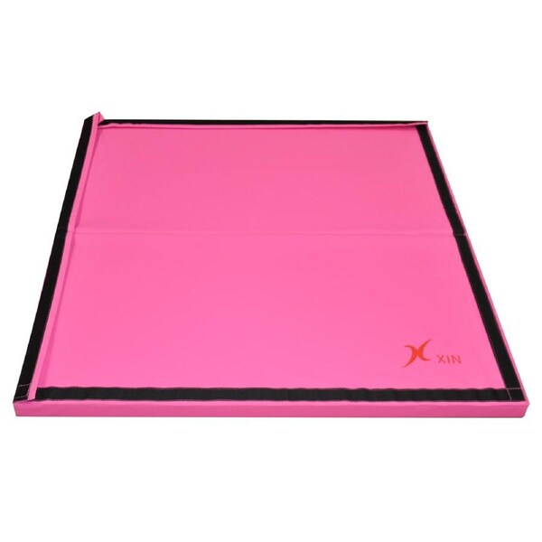 Pink 120cm x 120cm x 5cm Gymnastics Mat - 2-Piece Folding Gym Exercise Yoga Mat