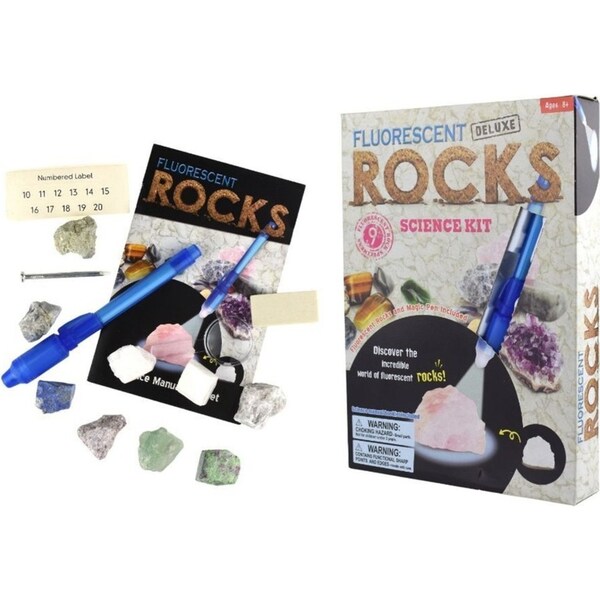 Kaper Kidz Deluxe Fluorescent Rocks Geology Kids/Childrens Science Kit 6y+