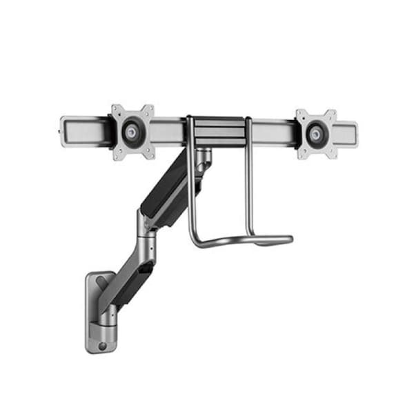 Brateck Fabulous Wall Mounted Gas Spring Dual Monitor Arm 17'-32',Weight Capacity (per screen)9kg(Black) (LS)