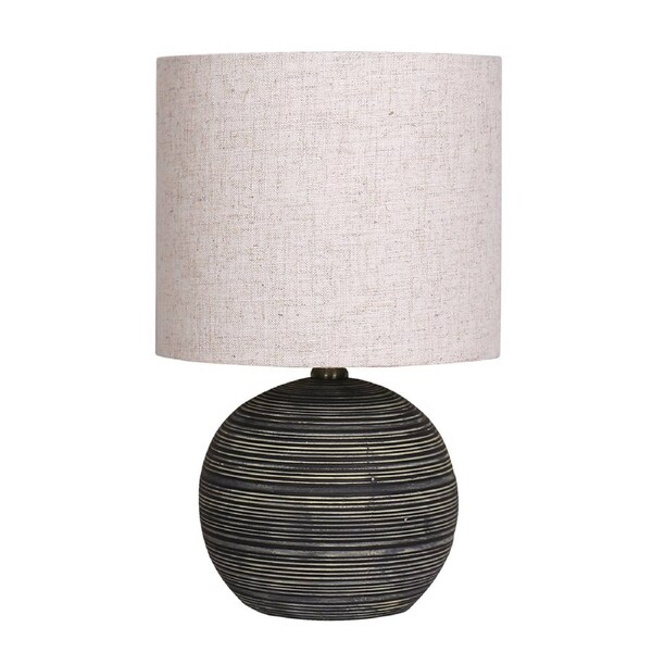 Sarantino Ceramic Table Lamp with Striped Pattern in Antique Black