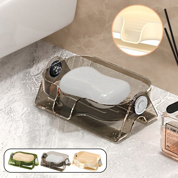 3Pcs Soap Dish Box Portable Drain Soap Holder Case Adjustable Soap Bathroom Rack
