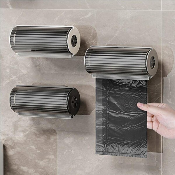 3Pcs Trash Bag Storage Box Wall Mounted Kitchen Bathroom Garbage Bag Dispenser