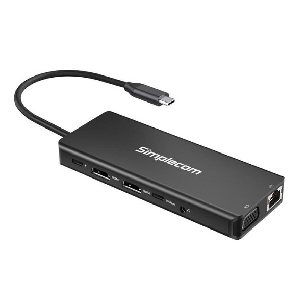 Simplecom CHN613 USB-C 13-in-1 Multiport Docking Station Dual HDMI + VGA Triple Display USB 3.2 Gen 2 10Gbps