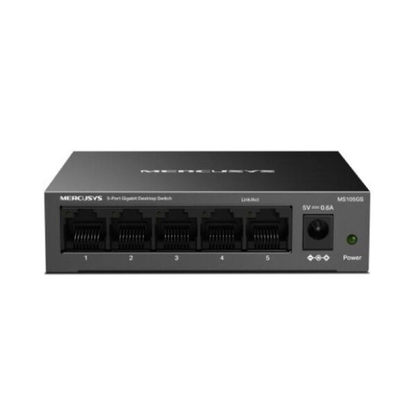Mercusys MS105GS 5-Port Gigabit Desktop Switch, 5?10/100/1000 MbpsRJ45 port Supporting Auto-MDI/MDIX